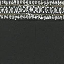 Pre Owned شورت إليزابيتا فرانكي صوف أسود مرصع بالأحجار الكريمة وهامش مقاس وسط - ميديم