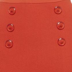 Pre Owned Elisabetta Franchi Orange Knit Flared Midi Skirt M