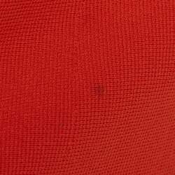 Pre Owned Elisabetta Franchi Orange Knit Flared Midi Skirt M