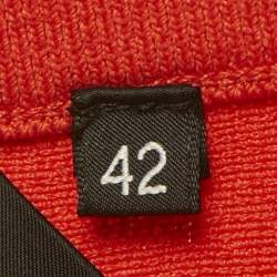 Pre Owned Elisabetta Franchi Orange Knit Flared Midi Skirt M