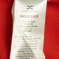 Pre Owned Elisabetta Franchi Orange Knit Flared Midi Skirt M