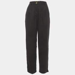 Pre Owned Elisabetta Franchi Black Gabardine Pleated Trousers M