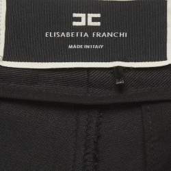 مملوكة مسبقًا Elisabetta Franchi Black Gabardine Pleated Trousers M