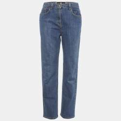 مملوكة مسبقًا Elisabetta Franchi Blue Faded Denim Skinny Jeans M/Waist 28"