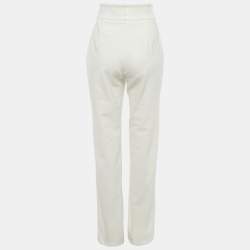 مملوكة مسبقًا Elisabetta Franchi White Stretch Gabardine Trousers M