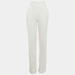 Pre Owned Elisabetta Franchi White Stretch Gabardine Trousers M
