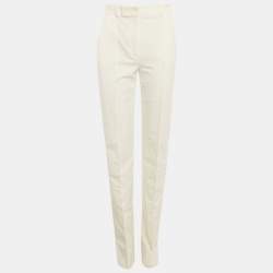 مملوكة مسبقًا Elisabetta Franchi Off-White Twill Straight Fit Trousers M