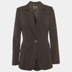 مملوكة مسبقًا Elisabetta Franchi Black Crepe Blazer L