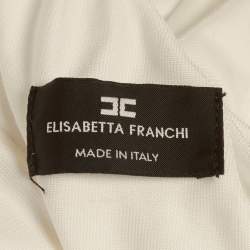 Pre Owned Elisabetta Franchi White Jersey Ruched Bodycon Dress M