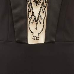 Pre Owned Elisabetta Franchi Black Crepe Embroidered Maxi Dress M