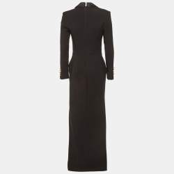 Pre Owned Elisabetta Franchi Black Crepe Embroidered Maxi Dress M