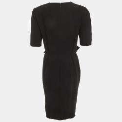 Pre Owned Elisabetta Franchi Black Crepe Bow Detail Mini Dress M