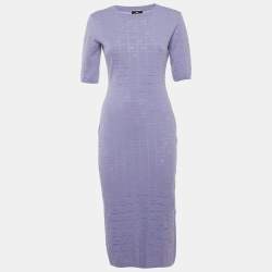 مملوكة مسبقًا Elisabetta Franchi Lavender Monogram Jacquard Bodycon M