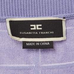 مملوكة مسبقًا فستان أليسابتيا فرانشي بديكون من جاكار بنمط مونوغرام باللون الأرجواني مقاس متوسط - ميديم