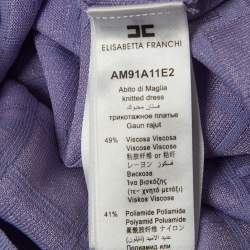 مملوكة مسبقًا فستان أليسابتيا فرانشي بديكون من جاكار بنمط مونوغرام باللون الأرجواني مقاس متوسط - ميديم