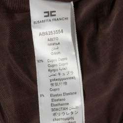 مملوكة مسبقًا إليزابيتا فرانكي فستان ميني بأكمام قصيرة بني جيرسي بثنيات مقاس صغير (سمول)