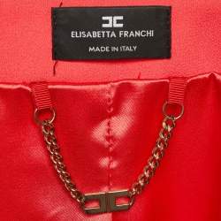 Pre Owned Elisabetta Franchi Coral Pink Crepe Peplum Short Jacket M