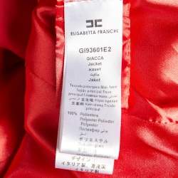 Pre Owned Elisabetta Franchi Coral Pink Crepe Peplum Short Jacket M
