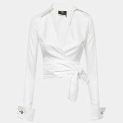 Pre Owned إليزابيتا فرانكي قميص قطن ملفوف نمط أبيض صغير