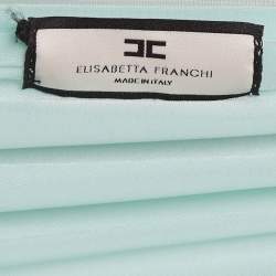 Pre Owned Elisabetta Franchi Blue Jersey Ruche Detail Maxi Dress M