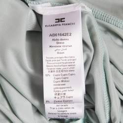 Pre Owned Elisabetta Franchi Blue Jersey Ruche Detail Maxi Dress M