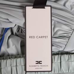 Pre Owned Elisabetta Franchi Blue Jersey Ruche Detail Maxi Dress M