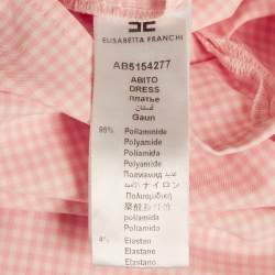 Pre Owned Elisabetta Franchi Pink Checkered Crepe Ruched Mini Dress S