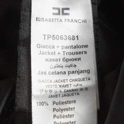 Pre Owned Elisabetta Franchi Black Satin Shawl Collar Long Coat M