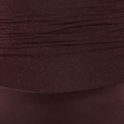 Pre Owned Elisabetta Franchi Burgundy Jersey Cut-Out Detail Jumpsuit S