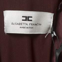 Pre Owned Elisabetta Franchi Burgundy Jersey Cut-Out Detail Jumpsuit S