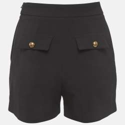 Pre Owned Elisabetta Franchi Black Crepe Panrion Shorts S