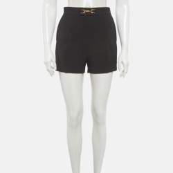 Pre Owned Elisabetta Franchi Black Crepe Panrion Shorts S
