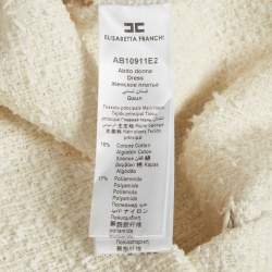 Pre Owned Elisabetta Franchi Off-White Fringed Tweed Sleeveless Mini Dress M
