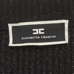 Pre Owned إليزابيتا فرانكي سويتر محبوك مضلع مزين بالتضفير أسود كبير
