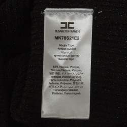 Pre Owned إليزابيتا فرانكي سويتر محبوك مضلع مزين بالتضفير أسود كبير