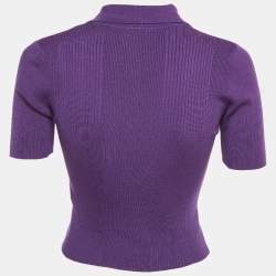 Pre Owned إليزابيتا فرانكي توب قصير محبوك مضلع بنفسجي بحجم متوسط