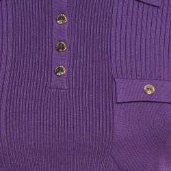 Pre Owned إليزابيتا فرانكي توب قصير محبوك مضلع بنفسجي بحجم متوسط