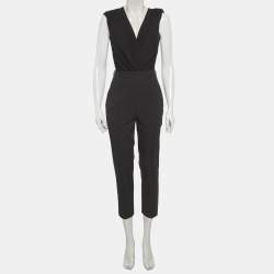 Pre Owned Elisabetta Franchi Black Crepe & Twill Jumpsuit S
