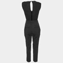 Pre Owned Elisabetta Franchi Black Crepe & Twill Jumpsuit S