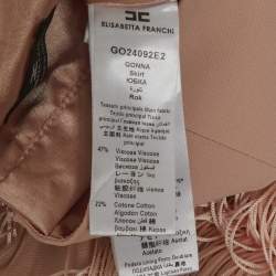 Pre Owned Elisabetta Franchi Pink Fringed Pencil Skirt S