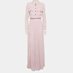 مملوكة مسبقًا Elisabetta Franchi Purple Georgette Button Shirt Maxi Dress M