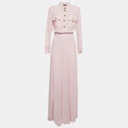 مملوكة مسبقًا Elisabetta Franchi Purple Georgette Button Shirt Maxi Dress M