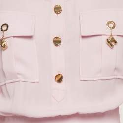 مملوكة مسبقًا Elisabetta Franchi Purple Georgette Button Shirt Maxi Dress M