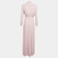 مملوكة مسبقًا Elisabetta Franchi Purple Georgette Button Shirt Maxi Dress M