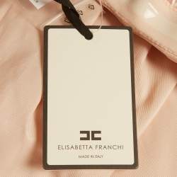 Pre Owned Elisabetta Franchi Powder Pink Rose Applique Gabardine Midi Dress M