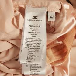 Pre Owned Elisabetta Franchi Powder Pink Rose Applique Gabardine Midi Dress M