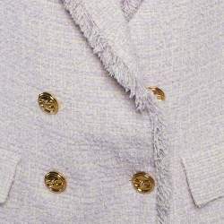 Pre Owned Elisabetta Franchi Purple Tweed Double Breasted Blazer M