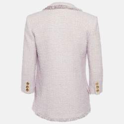 Pre Owned Elisabetta Franchi Purple Tweed Double Breasted Blazer M