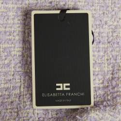 Pre Owned Elisabetta Franchi Purple Tweed Double Breasted Blazer M