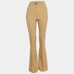 مملوكة مسبقًا Elisabetta Franchi Beige Crepe Wide Led Trousers M